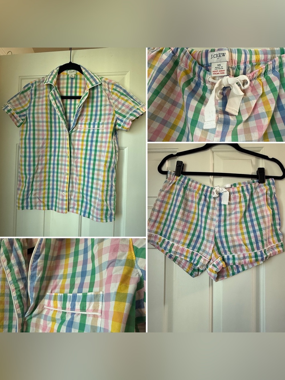 J. Crew Reimagined Pastel Gingham Pajama Set - Multi Pastel Colors